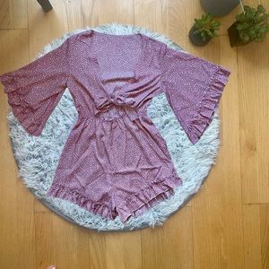 Pink polka dot romper